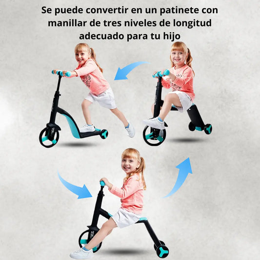 Scooter Monopatín 3 En 1 Triciclo Bici®