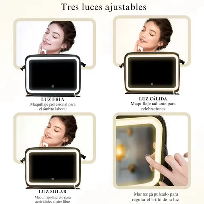 Estuche De Maquillaje Con Espejo Luz LED|Luces, espejo y orden®